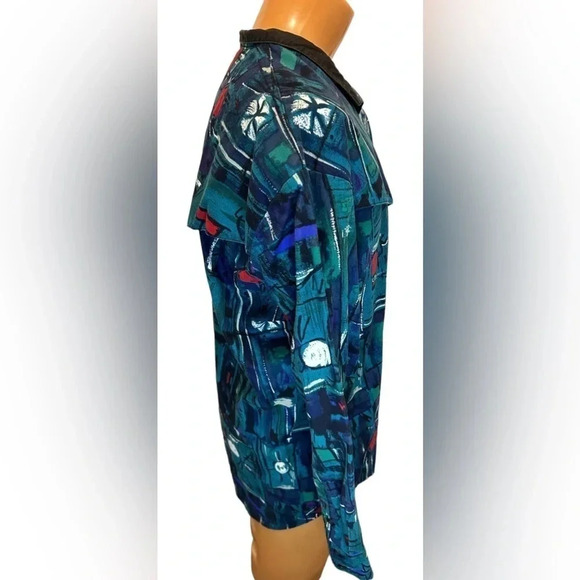 Roper Vintage Western Rodeo Shirt Abstract 90s Print Rare. Size XL 17 1/2 x 35 - Picture 2 of 9